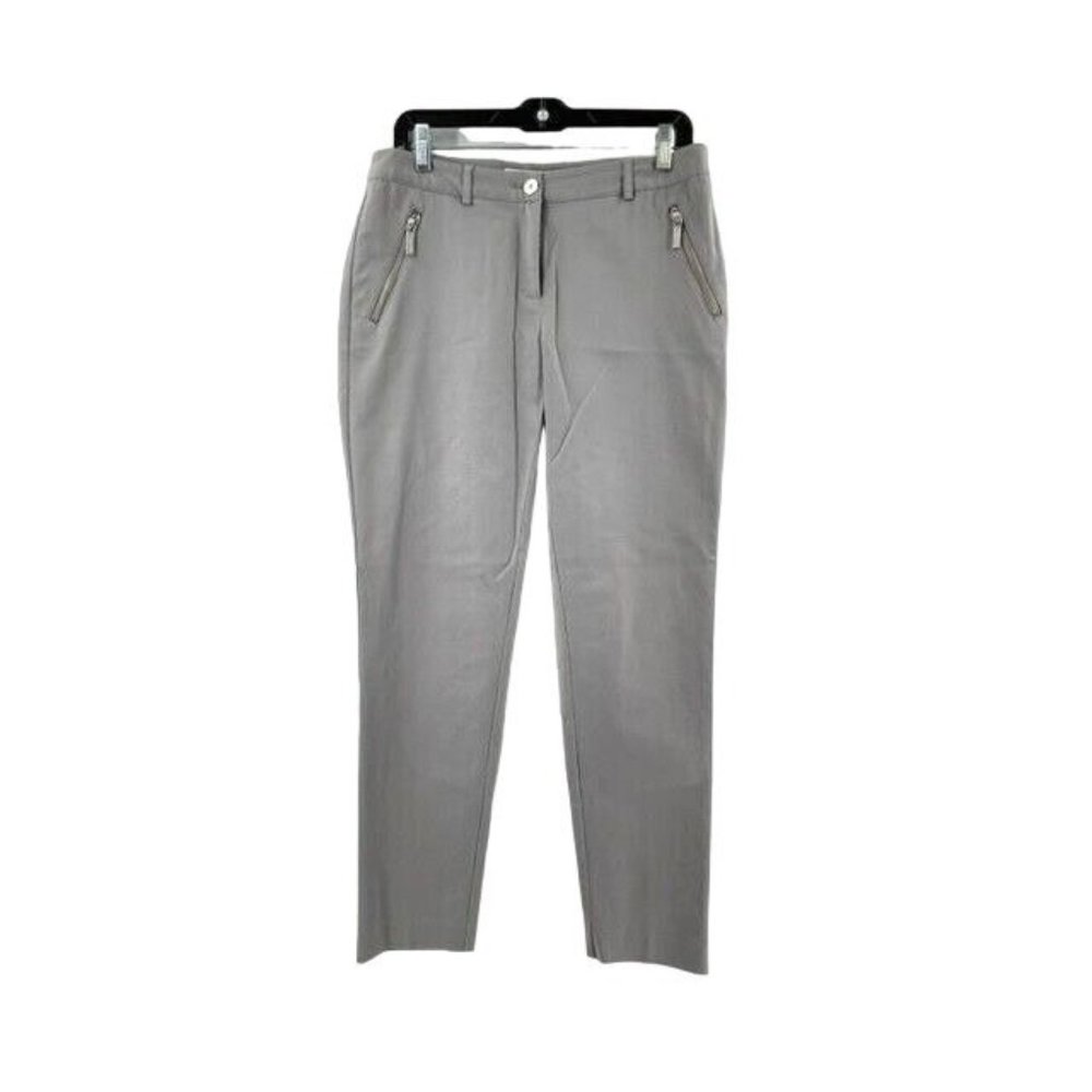 Michael Kors Women's Gray Mid Rise Chino Stretch Ankle Pants Zipper Pockets Sz 6
